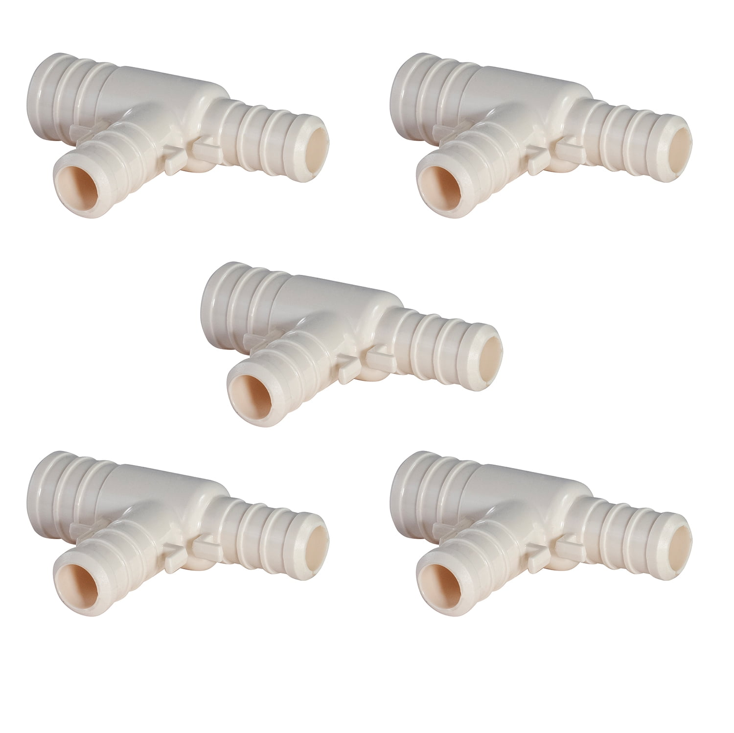 Supply Giant 5-3411PPRT Plastic PEX Poly Alloy Reducing Tee Barb Pipe Fitting 3/4 x 1/2 x 1/2 Inches Pack of 5