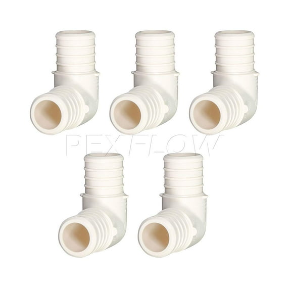 Supply Giant 5-34PPLN Plastic PEX Poly Alloy 90 Degree Elbow Barb Pipe Fitting 3/4 Inch Pack of 5
