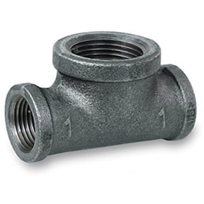 Supply Giant BMBT0120 Black Malleable Bull Head Tee Fitting with Female Threaded Connections, 1/2" x 1/2" x 3/4"