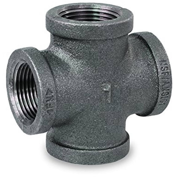Supply Giant BMCR0014 Black Malleable Cross Fitting, 1/4"