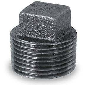 Supply Giant BMPL1000 Black Malleable Iron Plug with Square Head, 1"