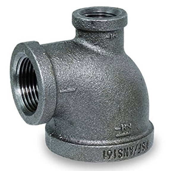 Supply Giant BMRT0122 1/2" x 3/8" Black Iron Reducing Tee with Female Threaded Fitting