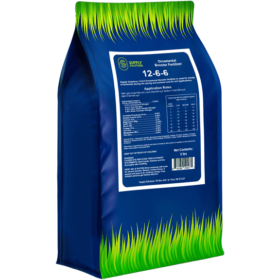 Supply Solutions 12-6-6 Ornamental Booster Fertilizer - Plant Food Topdress on Foliage, Nurseries and Landscapes - Controlled Release NPK Plant Fertilizer with Macro and Micro Nutrients (5lbs)