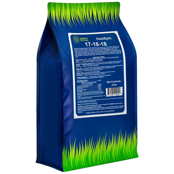 Supply Solutions | 17-18-18 HumiSync Plant Food Powder | Balanced NPK Fertilizer with Humic Acid for Lawn, Garden, Vegetables, Flowers, Trees & Shrubs - All Purpose Garden Fertilizer - 5lbs