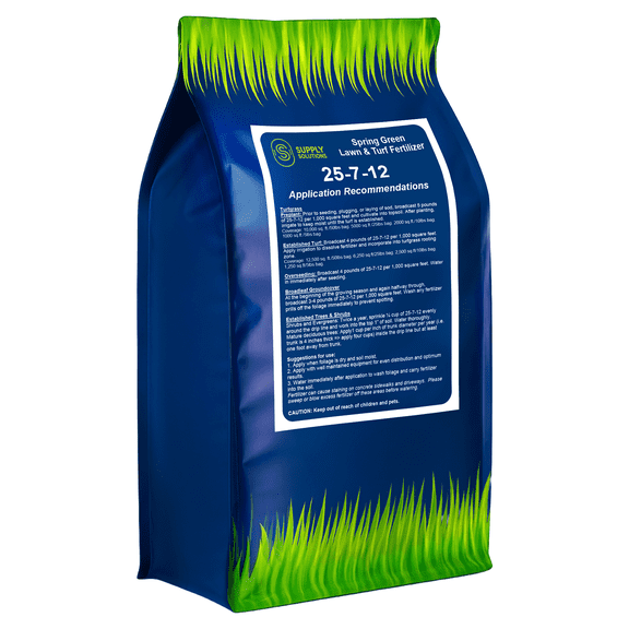 Supply Solutions 25-7-12 Lawn and Turf Fertilizer 15% Slow Release Nitrogen - Supply Nutrients for Lawn Grass and Garden Plants for Greener Look (5lbs)