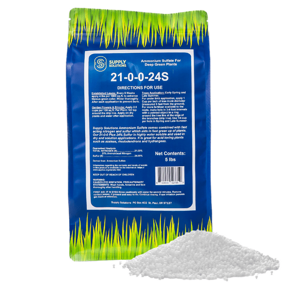 Supply Solutions Ammonium Sulfate Plant Food - Ideal for Winter Fertilizer - for Deep Green Plants Acid Loving Plants (5 Pounds)