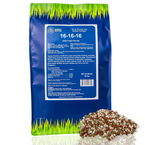 Supply Solutions 16-16-16 Complete Lawn & Garden All Purpose Granular Fertilizer - The Ultimate Plant Food for Lush Greenery (25lbs)