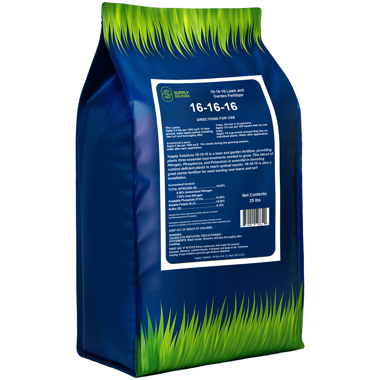 Supply Solutions 16-16-16 Complete Lawn & Garden All Purpose Granular Fertilizer - The Ultimate Plant Food for Lush Greenery (25lbs)