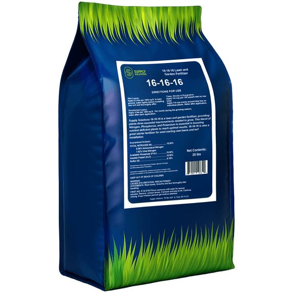 Supply Solutions 16-16-16 Complete Lawn & Garden All Purpose Granular Fertilizer - The Ultimate Plant Food for Lush Greenery (25lbs)
