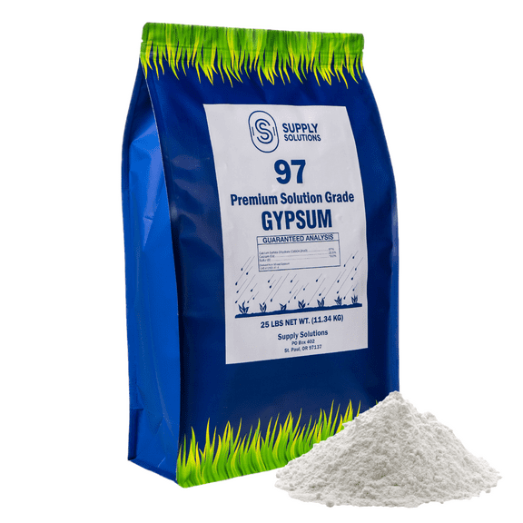 Supply Solutions Gypsum Powder for Soil - Promotes Root Growth for Mushrooms Soil Aerator Calcium Fertilizer - Pure and Soluble Soil Conditioner for Clay Soil and Lawn (25lbs)