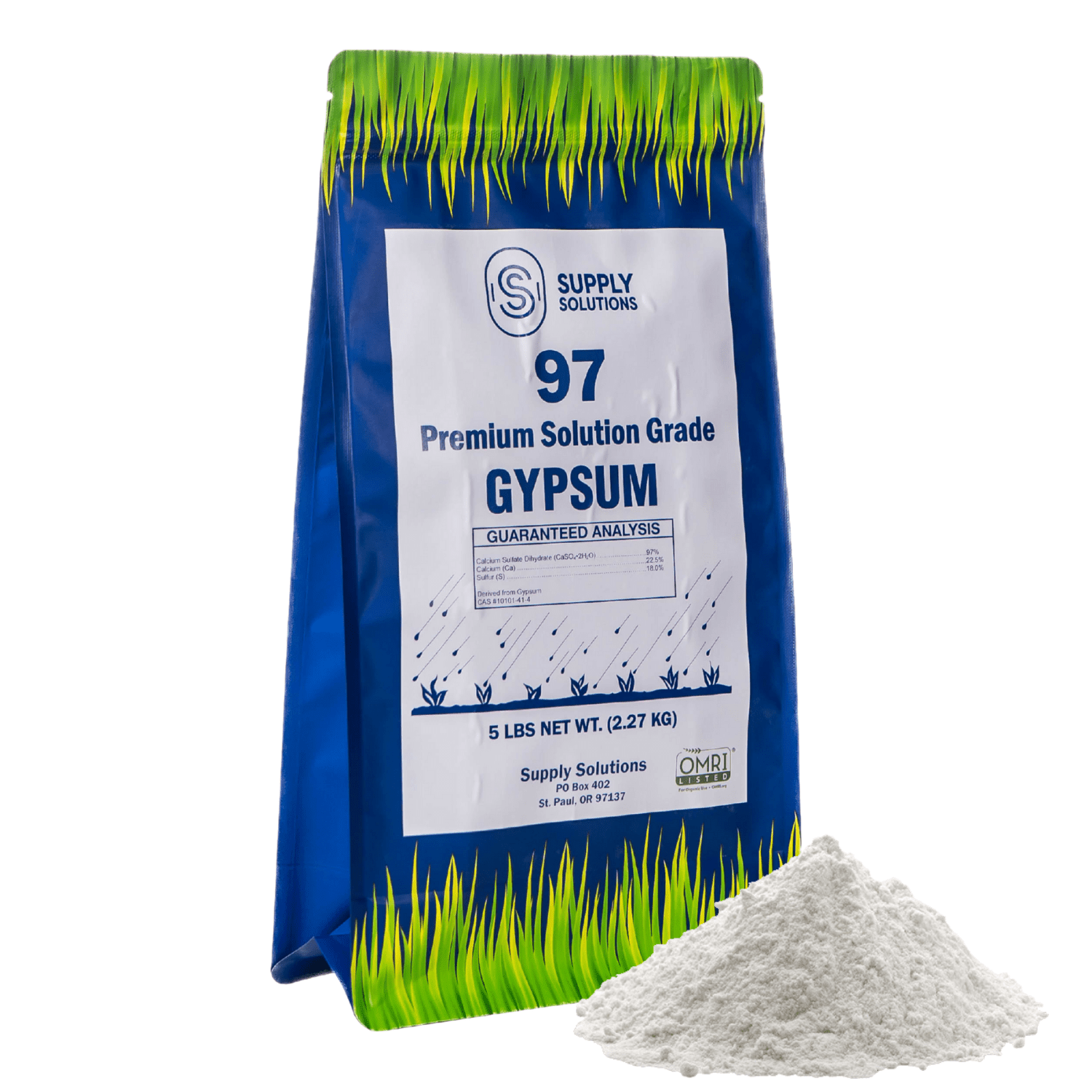 Supply Solutions Gypsum Powder for Soil - Promotes Root Growth for Mushrooms Soil Aerator Calcium Fertilizer - Pure and Soluble Soil Conditioner for Clay Soil and Lawn (5lbs)