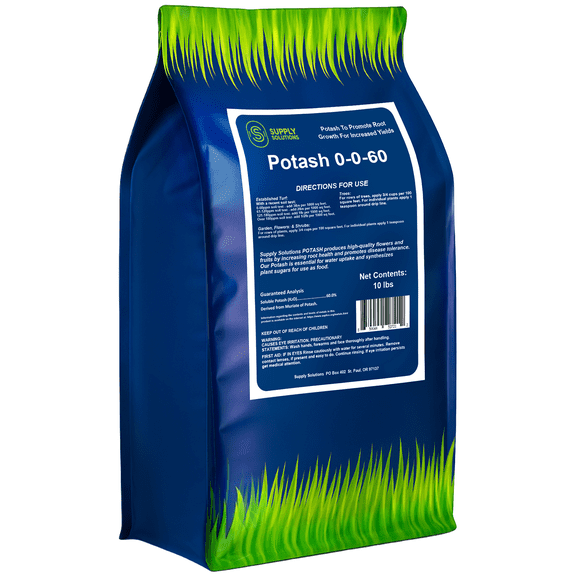 Supply Solutions Muriate of Potash 0-0-60 Fertilizer, High Potassium Fertilizer, Potassium for Plants, Ideal Plant Food & Potash for Plants - For Lush Crops, Blooms, Acidic Plants (10lbs)