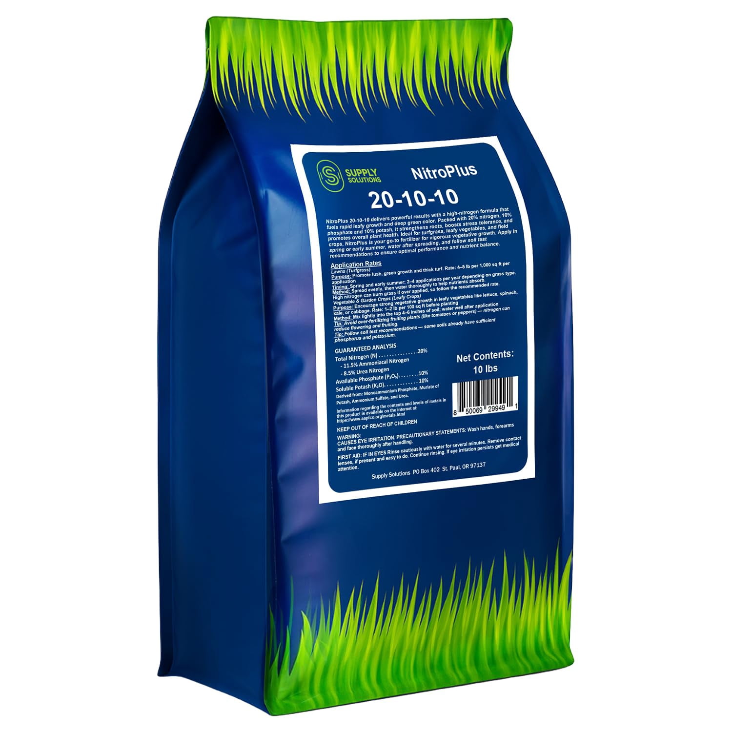Supply Solutions NitroPlus 20-10-10 Fertilizer for Lawns and Gardens, All Purpose Lawn Fertilizer and Garden Fertilizer, Outdoor Plant Food with Nitrogen Phosphate and Potash Blend (10 Pounds)