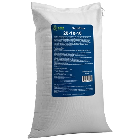 Supply Solutions NitroPlus 20-10-10 Fertilizer for Lawns and Gardens, All Purpose Lawn Fertilizer and Garden Fertilizer, Outdoor Plant Food with Nitrogen Phosphate and Potash Blend (40 Pounds)