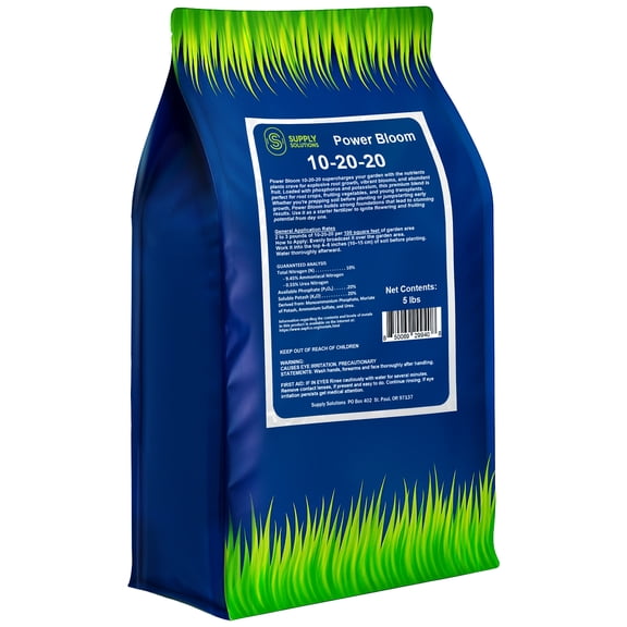 Supply Solutions | Power Bloom 10-20-20 Fertilizer | Bloom Booster Fertilizer for Flowers and Plants, High Phosphorus NPK Fertilizer for Vegetable Garden, Fruit Tree and Flower Fertilizer - 5lbs