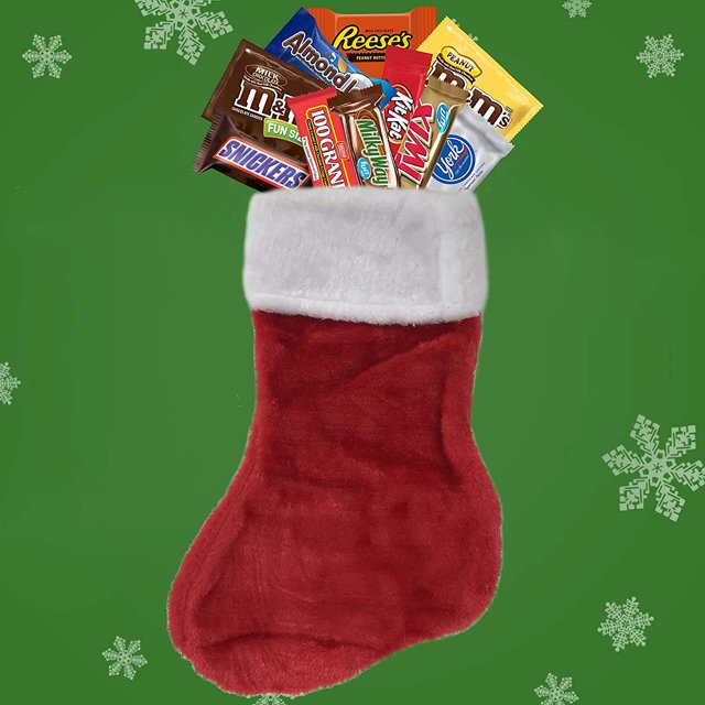 SupplyTiger Christmas Stockings Bundle with 2lbs Variety Chocolate Candy, Stocking Stuffers with