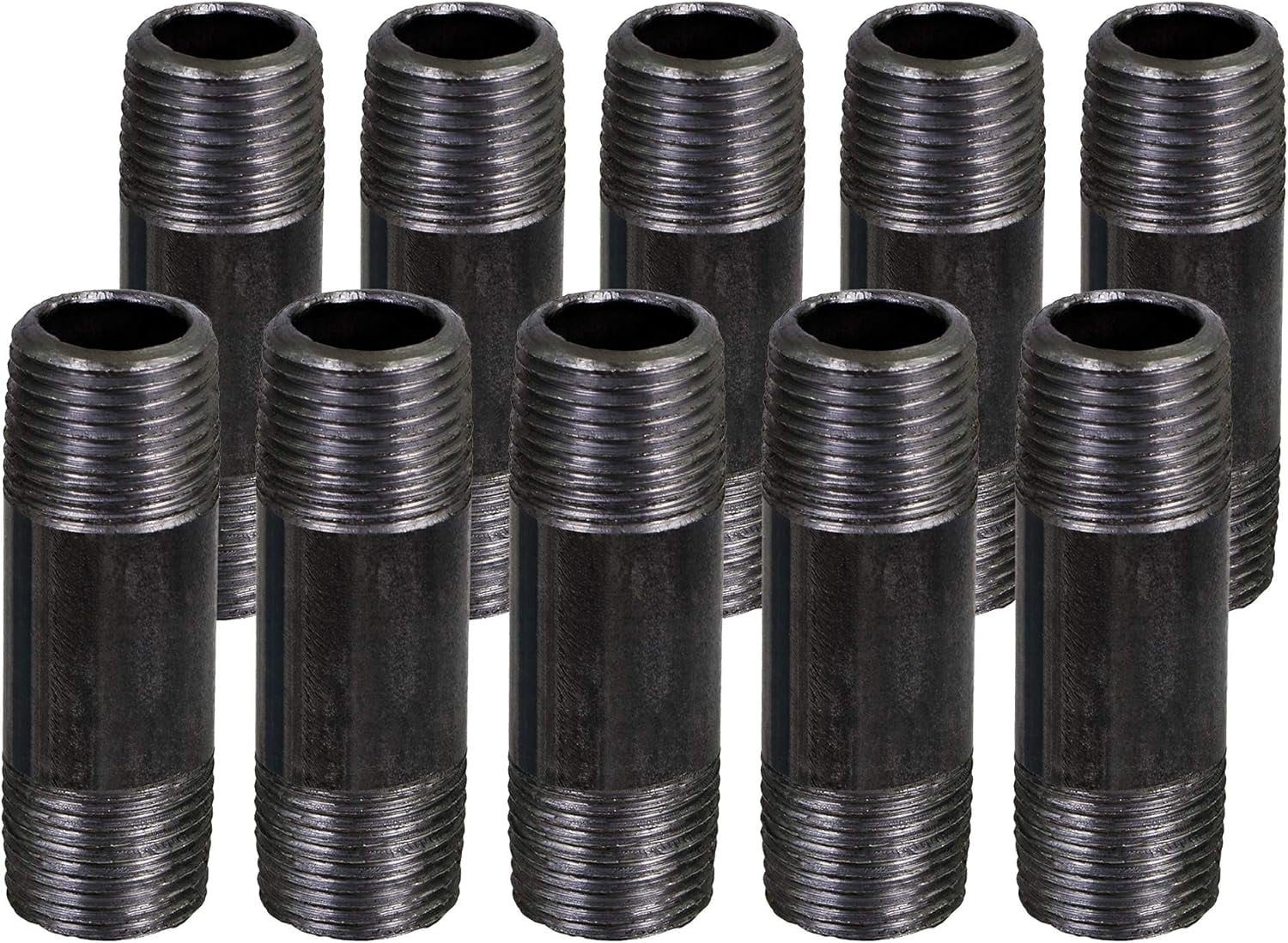 Supplygiant 1/2 X 4.5 Inch Steel Black Pipe (10Pack), Heavy Duty Industrial Malleable Steel