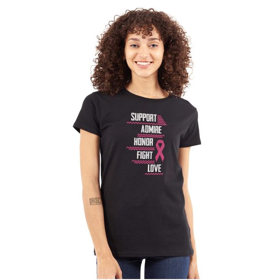Support Admire Honor Fight Love Womens Slim Fit Graphic Tee Brisco Brands M
