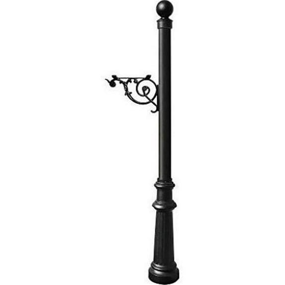 Support Bracket Post System with Fluted Base & Ball Finial, Black