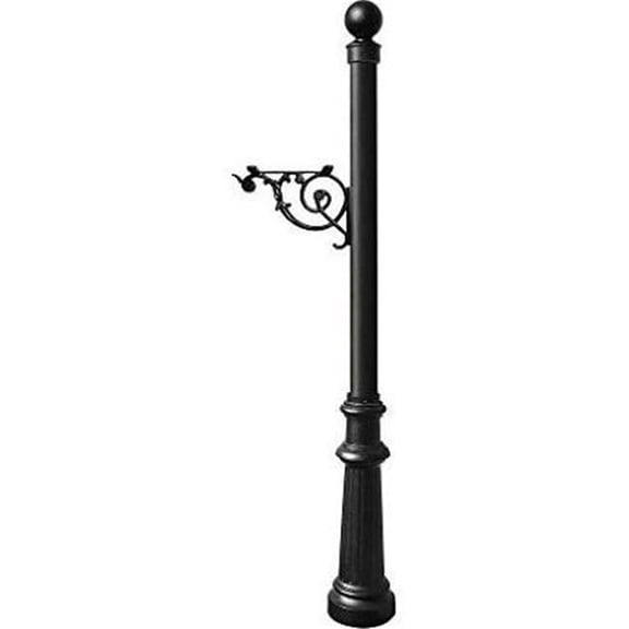 Support Bracket Post System with Fluted Base & Ball Finial, Black