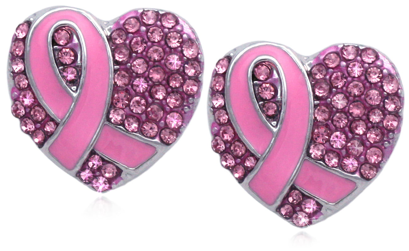 Bulk Breast Cancer Awareness Heart Earrings on Jewelry Card (12 Cards) –  Fundraising For A Cause
