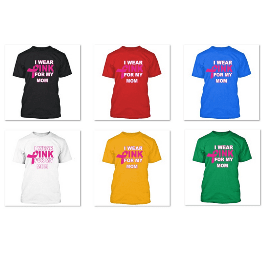 Support Breast Cancer I Wear Pink For My Mom Printed Men Short Sleeve T-shirt Soft and Comfy Shirt, Lightweight Shirt Color Black Small