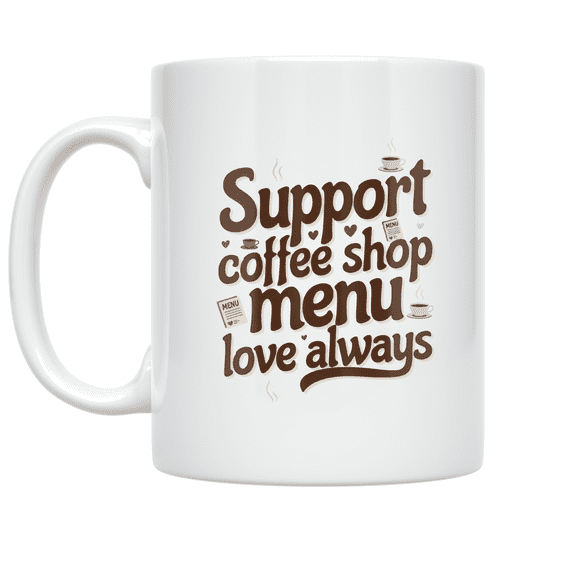 Support Coffee Shop Menu Love Always - Coffee Enthusiast - 11 oz Ceramic Mug