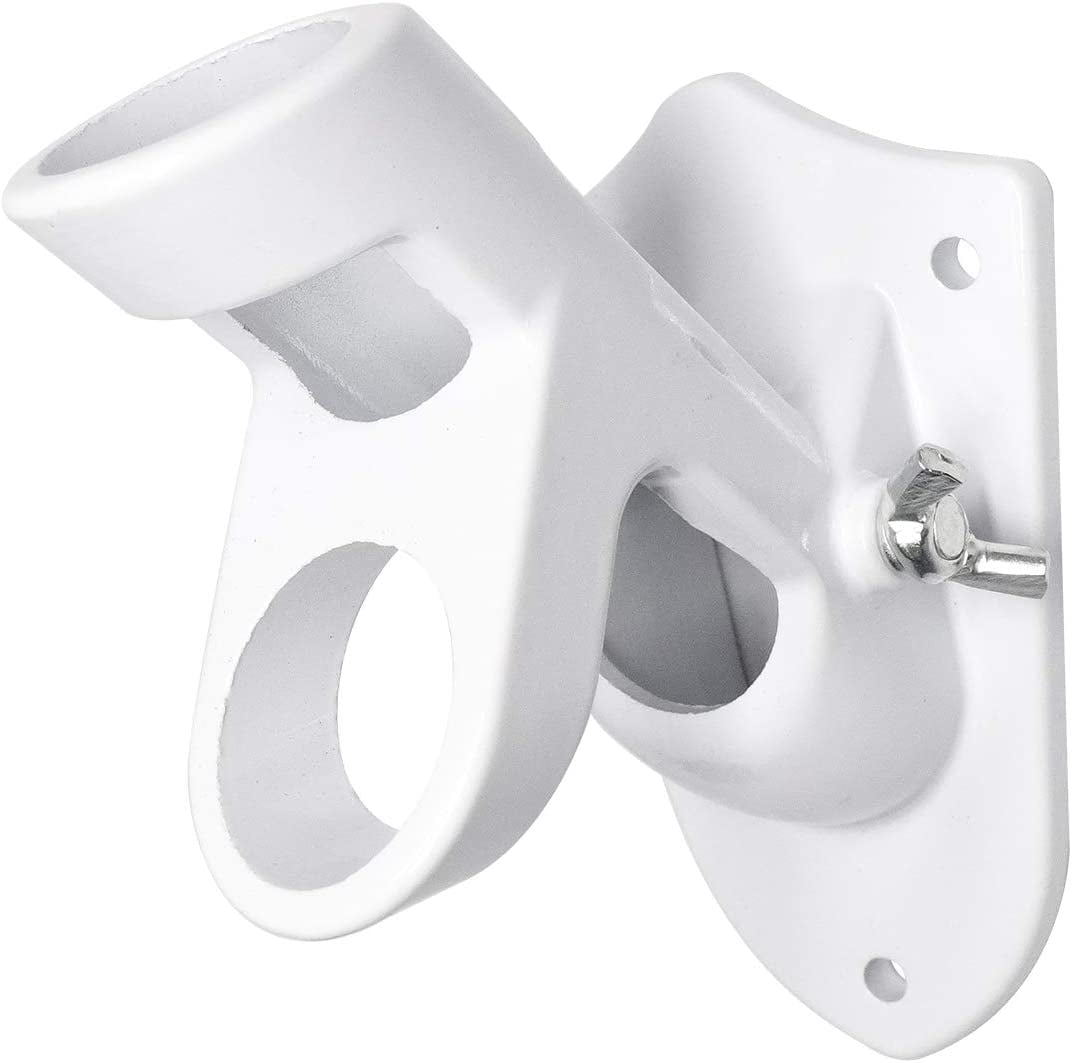 Support Mural Pour Mât De Drapeau En Aluminium - 2 Positions (droit 180°, Incliné 45°) - Diamètre Intérieur 2.5 Cm, Blanc - 2