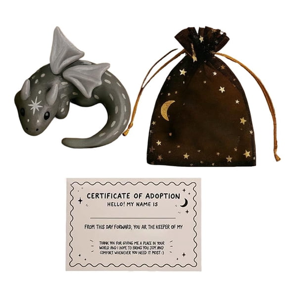 Support Dragon Adoption Kit, Dragon, Miniature Dragons Figurine, Fantasy Desk Decor, Stress Comfort & Calming, Cute Dragons Whimsical Gift for Halloween Xmas Desk Bookshelf Decor