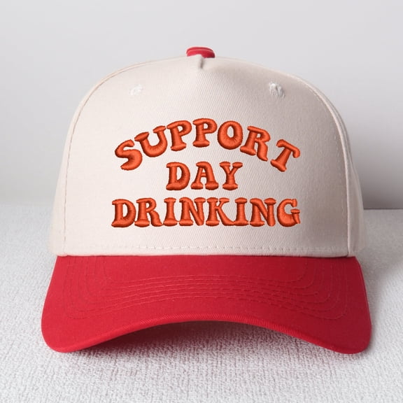 Support Drinking Day Embroidered Patchwork Trucker Cap Adjustable Unisex Snapback, Celebration Essential