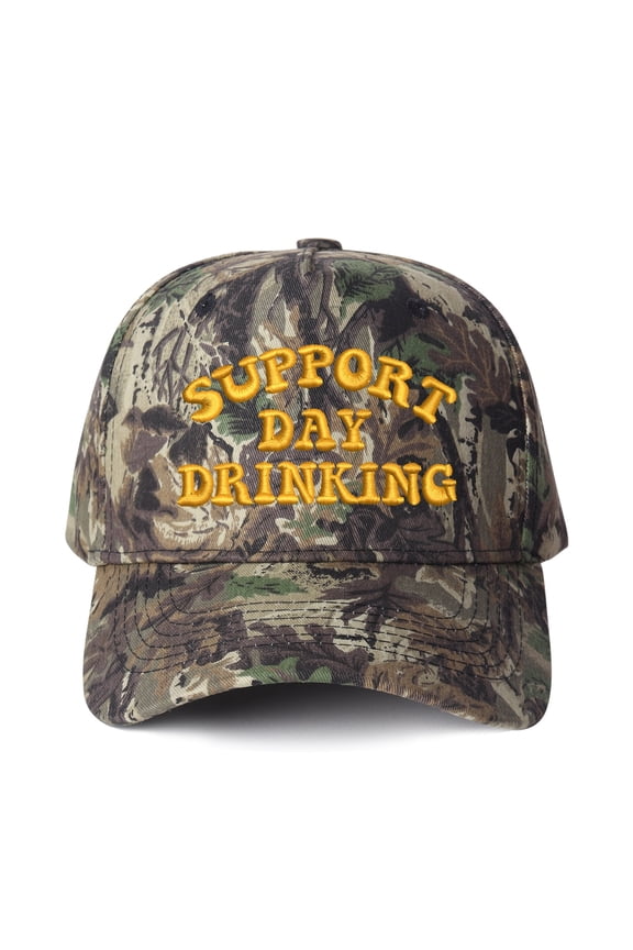 Support Drinking Day Embroidered Patchwork Trucker Cap Adjustable Unisex Snapback, Celebration Essential