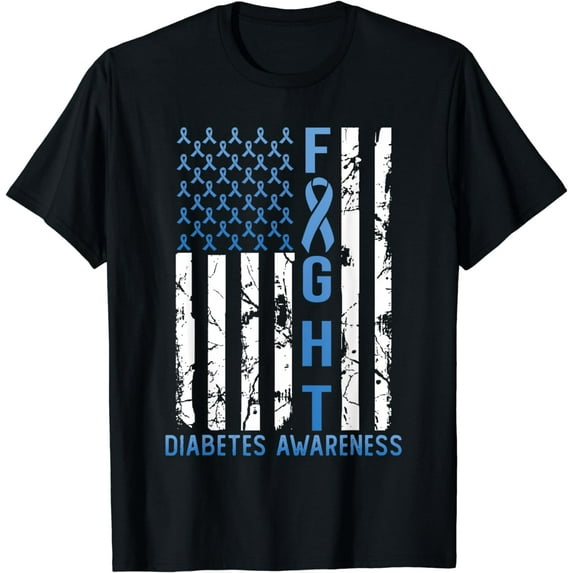 Support Fight USA Flag Type 2 Type 1 Diabetes Awareness T-Shirt