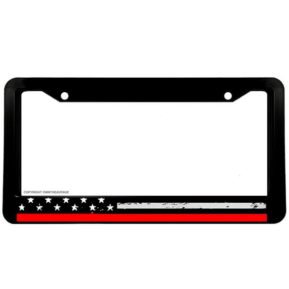 Support Firefighters USA American Flag Red Color Car Truck License Plate Frame