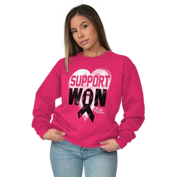Support I Won Breast Cancer Awareness Women Crewneck Sweatshirt Brisco Brands S