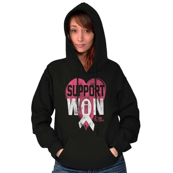 Support I Won Breast Cancer Awareness Women Plus Size Graphic Pullover Hoodie Brisco Brands 5X