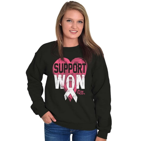 Support I Won Breast Cancer Awareness Women Plus Size Crewneck Sweatshirt Brisco Brands 2X