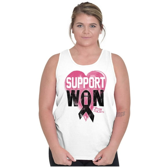 Support I Won Breast Cancer Awareness Womens Plus Size Graphic Tank Top Brisco Brands 3X