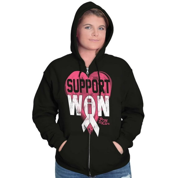 Support I Won Breast Cancer Awareness Zip Hoodie Sweatshirt Women Brisco Brands X