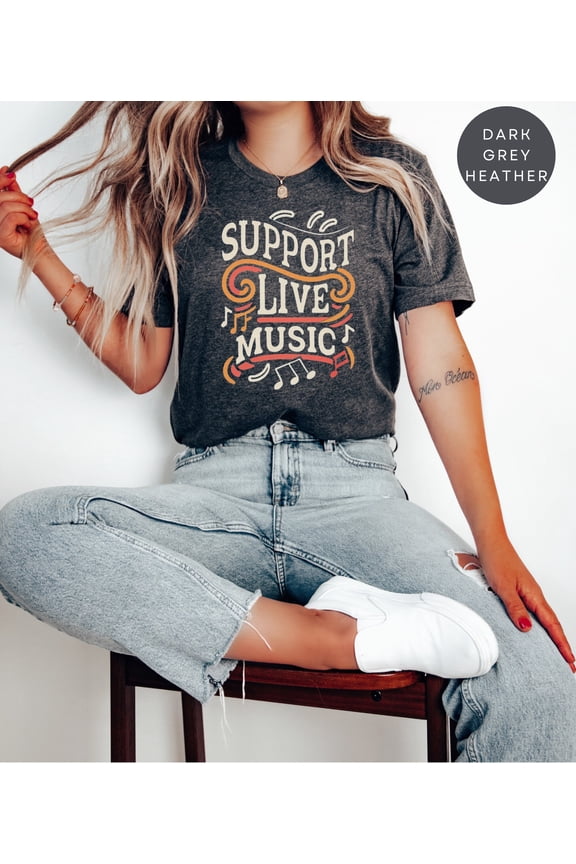 Support Live Music Graphic Comfort Colors Shirt for Music Lovers and Musicians