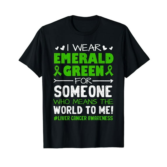 Support Liver Cancer Awareness Ribbon Green Men Women Kids T-Shirt