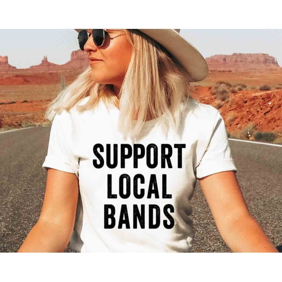 Support Local Bands TShirt Distressed Letterpress Style Concert Tee