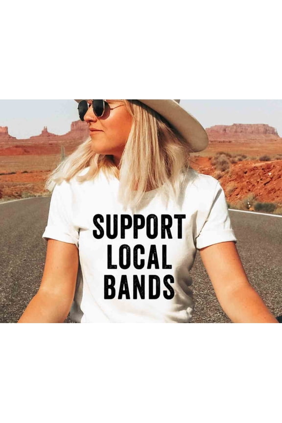 Support Local Bands TShirt Distressed Letterpress Style Concert Tee