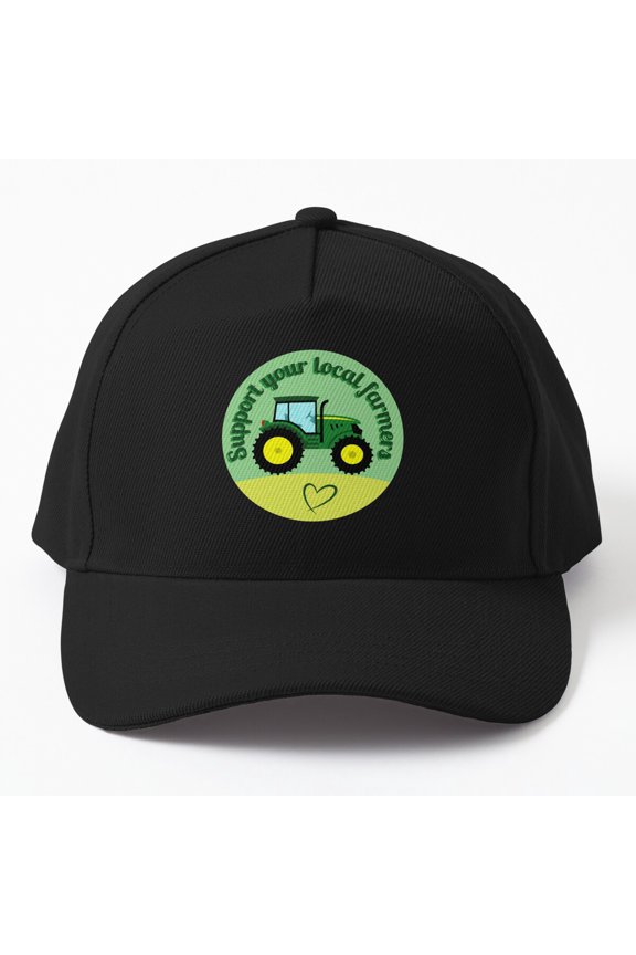 Support Local Farmers Drawing Baseball Cap, Agriculture Illustration Graphic Design, Classic Hat