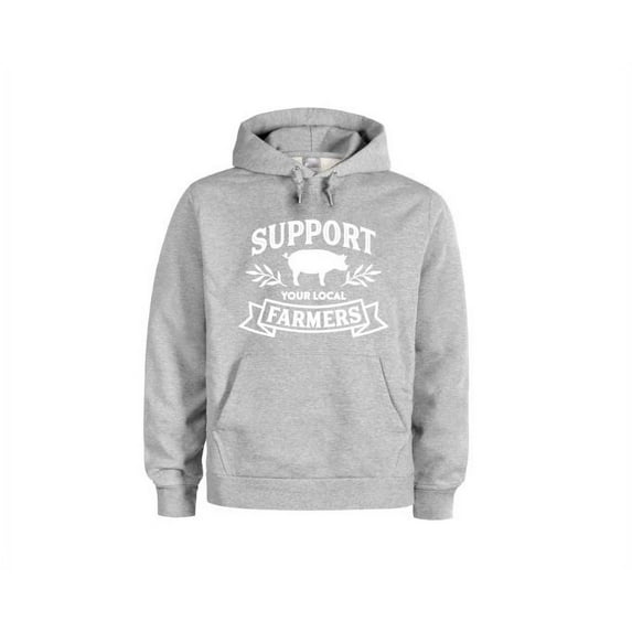 Support Your Local Farmers, Farm Hoodie, Unisex Hoodies, Farmers Market, Fashion, Farming Apparel, Farm Girl, Gift For Him, Humor, Sayings, Grey (White Text), LARGE