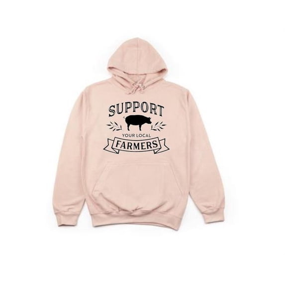 Support Your Local Farmers, Farm Hoodie, Unisex Hoodies, Farmers Market, Fashion, Farming Apparel, Farm Girl, Gift For Him, Humor, Sayings, Peach (Black Text), XL
