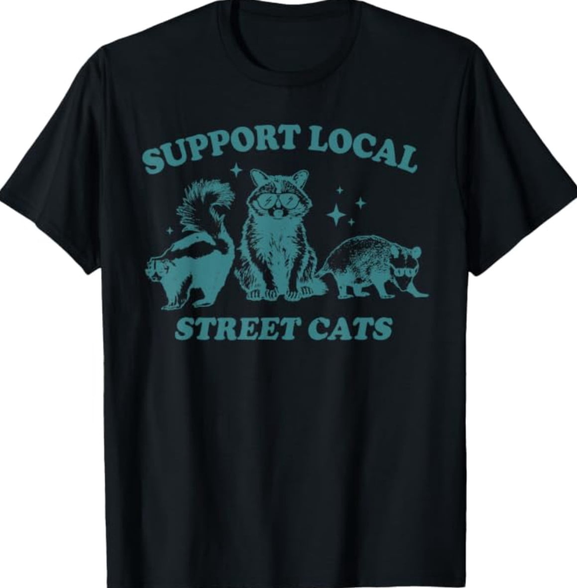 Five Skunks Support-Local-Street-Cat Funny Vintage Raccoon Opossum Skunk T-Shirt ...