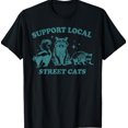 Five Skunks Support-Local-Street-Cat Funny Vintage Raccoon Opossum Skunk T-Shirt ...