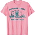 thumbnail image 1 of Support Local-Street-Cat Funny Vintage Raccoon Opossum Skunk Unisex T-Shirt for Men Women Kids Toddler,Light Pink Color,Size YL, 1 of 5