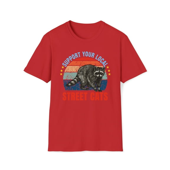 Support Local Street Cats, Gildan Unisex Shirt, Raccoon Graphic Tee, S-3XL