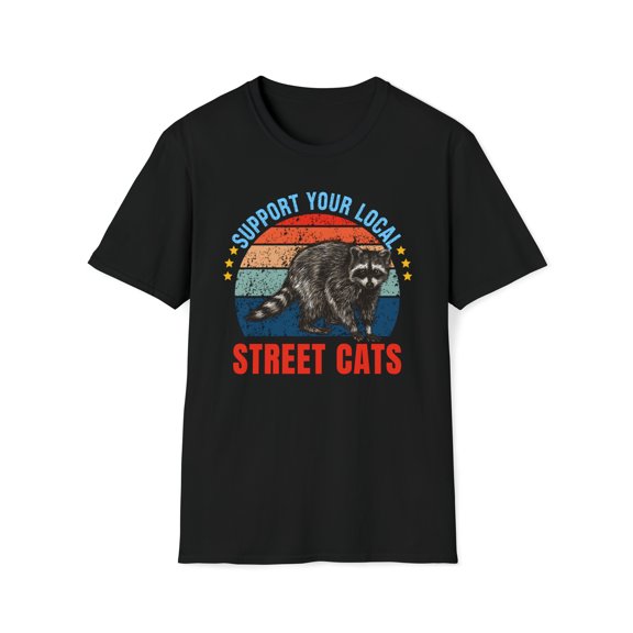 Support Local Street Cats, Gildan Unisex Shirt, Raccoon Graphic Tee, S-3XL